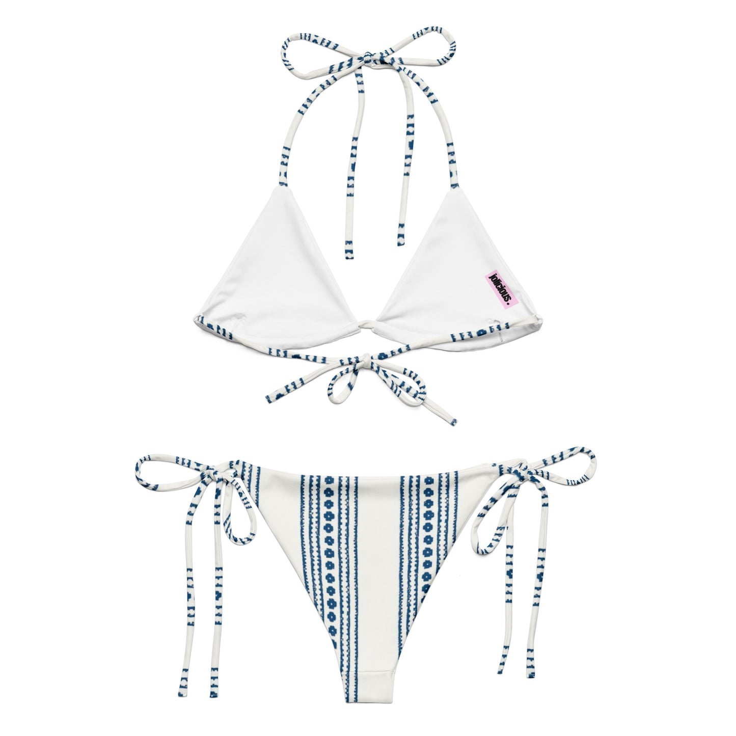 Blue white lined bikini set