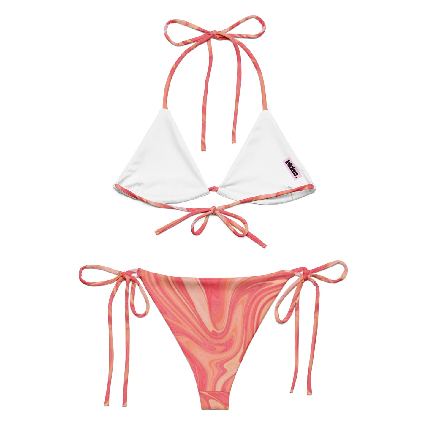 Pink curvy lined bikini set
