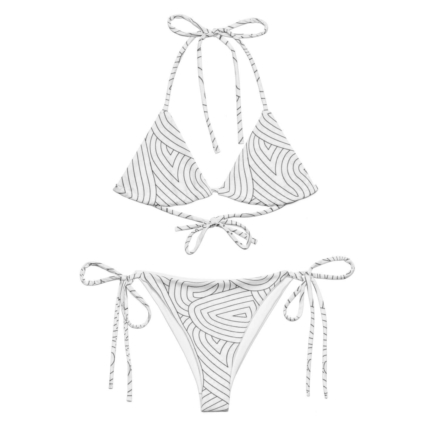 White mase patterned bikini set