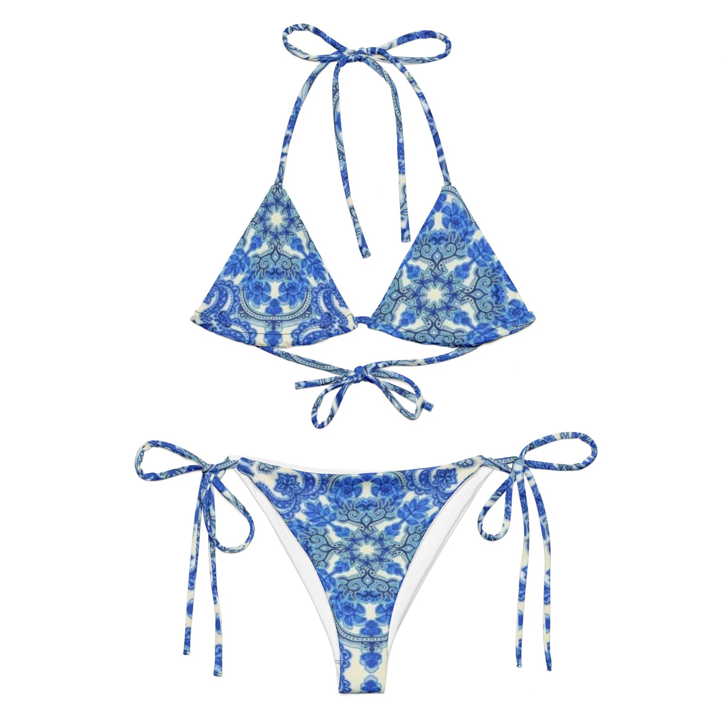 conjunto de bikini azul estampado